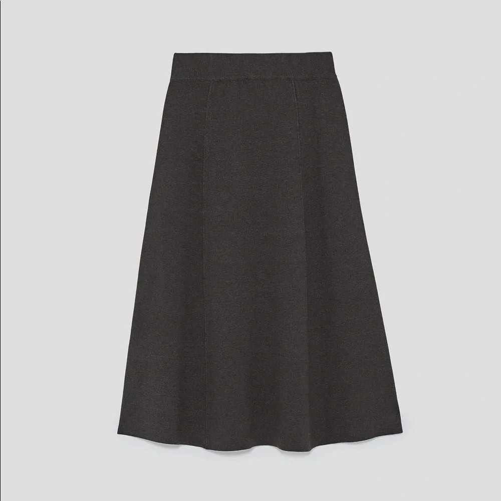 Gray Knit A-Line Zara Skirt - Picture 1 of 5